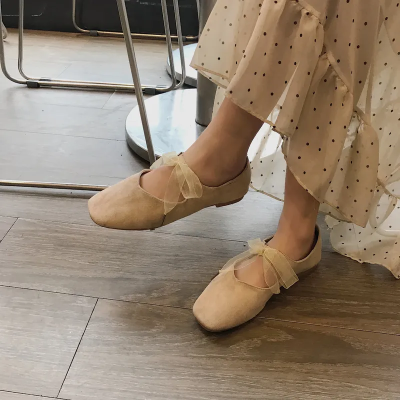 อูหลงคุณภาพสูงแฟชั่นเกาหลีรองเท้าตุ๊กตาแพลตฟอร์มรองเท้าแบบสั้น Sepatu Slip On แบนรองเท้าแหลมรองเท้ายางสำหรับผู้หญิงรองเท้าทำงานหนัง PU สำหรับผู้หญิงรองเท้าสำนักงานขี้เกียจแบรนด์ดั้งเดิม2023ใหม่ล่าสุด # OO-2325