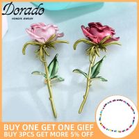 Dorado Sweet Red Pink Rose Flower Brooches For Women New Copper Romantic Pins Fashion Clothing Wedding Jewelry Accesorios Mujer