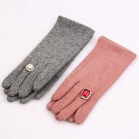 Fashion Elegant Female Wool Touch Screen Gloves Winter Women Warm Cashmere Full Finger Luxury Damonid Gloves for women