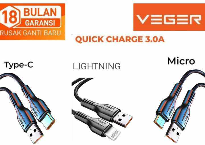 Veger Vg Kabel Data Micro Usb Type C Lightning Fast Charging