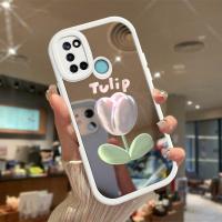 เคสสำหรับกล้องกันกระแทกฝาหลังพื้นผิวกระจกเคสสำหรับเคสกันกระแทก Realme C17ภาพวาดสีน้ำมันลายดอกไม้