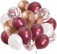 【Fun party】 Dyballoons Metallic Maroon-ลูกโป่งสีไวน์สำหรับงานแต่งงานเจ้าสาวอาบน้ำวันเกิดครบรอบปาร์ตี้ตกแต่ง