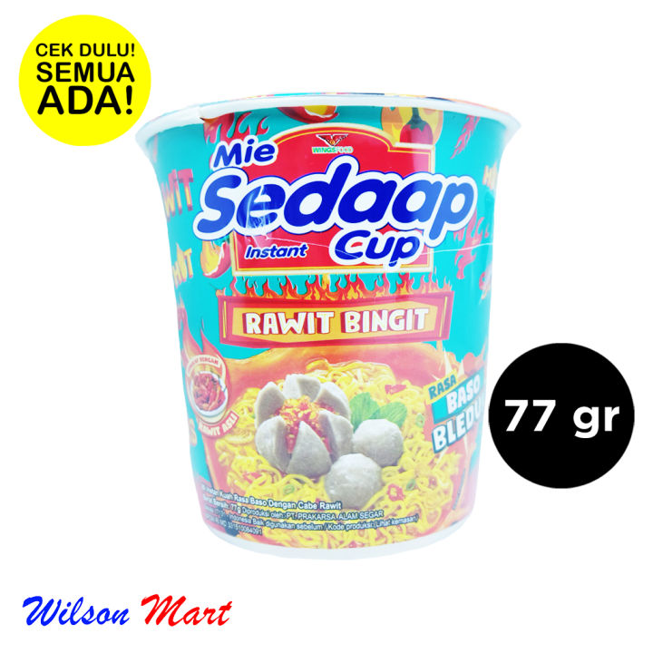 Mie Sedaap Cup Instant Rawit Bingit Rasa Baso Bleduk 77 Gram Lazada