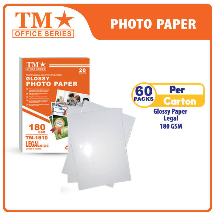 TM Glossy Photo Paper Legal 180 GSM x 60 packs Lazada PH