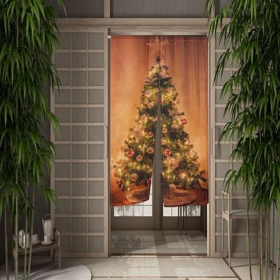Fashion 2023 Tirai door tree Christmas room eat curtain door kitchen party Santa Claus door enters hang half curtain
