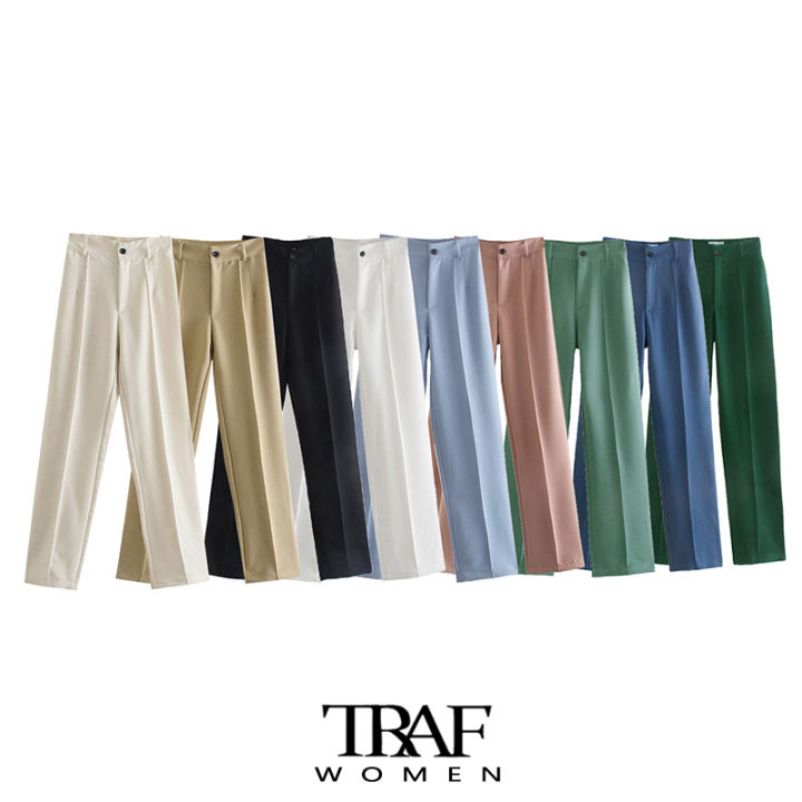 TRAF Women Pants High waist Trousers Office Wear for Women