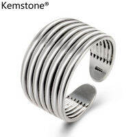 Kemstone แหวนปรับได้หลายวงกลมสีเงินไทยยอดนิยมในยุโรปและอเมริกาสำหรับผู้ชายเครื่องประดับ