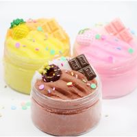 Fluffy Doughnut Chocolate Cream Brushed Sime Putty Clay Filler Clear Slime Box Toys for Children Soft Squishies DIY Toy