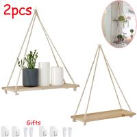 Wooden Wall Shelf for Wall Decoration Wooden Rope Swing Wall Hanging Shelve Plant Flower Candle Floating Shelve Home Decor Shelf