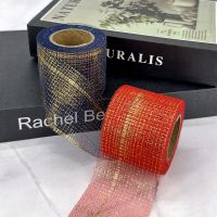 【hot】！ 6cm 4.5m Tulle Gold Stripes Organza Mesh Film for Hair Ornament Baking Bundle Decoration