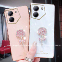 Phone Case เคส Tecno Camon20 Camon 20 Pro 19 Pro 19 Neo Camon 18 18T 18P 4G 5G ลูกอมอมยิ้มไข่มุกพลอยเทียมฝาครอบแบบนิ่มเคสมือถือชุบโลหะ2023