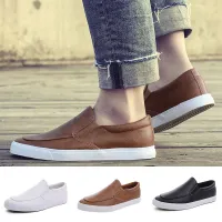 LIN KING Fashion Leather Men Casual Shoes Slip On Lazy Shoes Low Top Loafers Moccasins Comfortable Soft Sole Man Driving Shoes Shoes Accessories