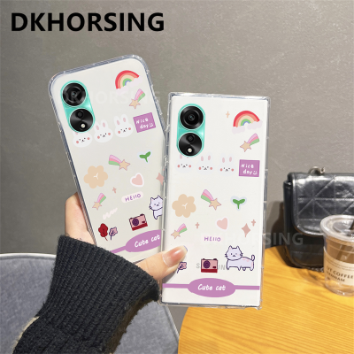 DKHORSING ปลอกอ่อนกระต่ายน่ารักสำหรับ OPPO A78 A98 A77S A77 A57 A76 A96 A95 A55 A54 A17ปลอกซิลิโคน A17K NFC A15S รูปการ์ตูน A15กันกระแทก A78 4G 5G OPPOA78 NFC
