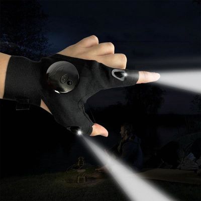 Flashlight Gloves Fishing Outdoor Half-finger With Night Lighting Hands Supplies