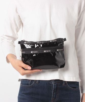 Li Shibao ใหม่รุ่นที่จำกัดสดใสแฟชั่นสีดำกระเป๋าเครื่องสำอางสบายๆกระเป๋าเงินเหรียญ7105พร้อมเชือกมือ