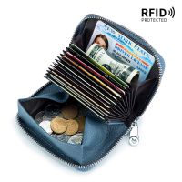 Bfhn กระเป๋า RFID หนังของแท้หญิงใหม่กระเป๋าสตางค์สตรีกระเป๋าเหรียญแฟชั่นซองใส่บัตรแข็งซิปกระเป๋าใส่เงินกระเป๋าใส่เงินจุได้เยอะ