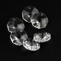 50pcs 10mm/14mm/18mm/20mm/30mm/40mm Crystal K9 Octagon Clear Beads In 2 Holes Glass Loose Beads Clear Loose Beads for Strands