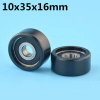 1Pcs 10X35X16 Mm ล้อพลาสติกไนลอนพร้อมแบริ่ง Flat Miniature Pulley POM Hard Bearing Mechanical Passive Wheel