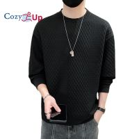 Cozy Up เสื้อแขนยาวผู้ชายสลิมฟิตลูกเรือคอสีทึบโพลีเอสเตอร์สบายๆ