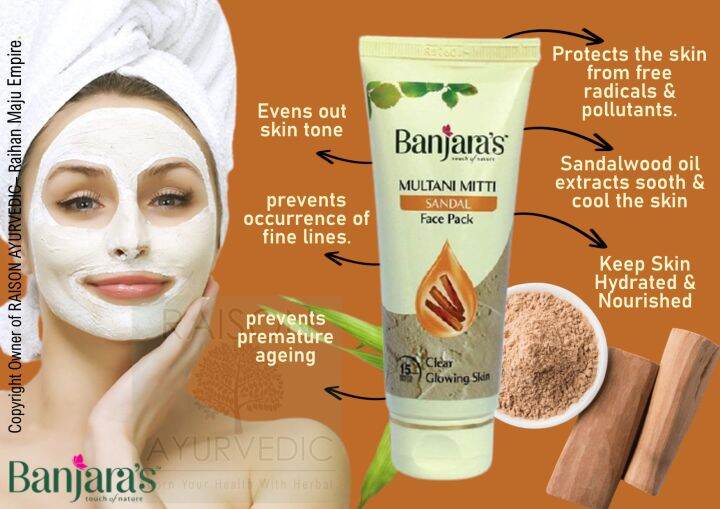 Buy Banjaras Multani Mitti Sandal Face Pack, 100g Pack Of 4 Online In India  At Discounted Prices