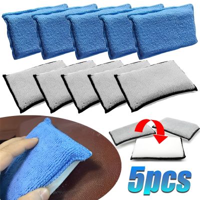 ；‘【】- Microfiber Double Side Car Cleaning Pad Leather Car Detailing Soft Scruing Sponge Car Cleaning Tools Interior Scruing Sponge