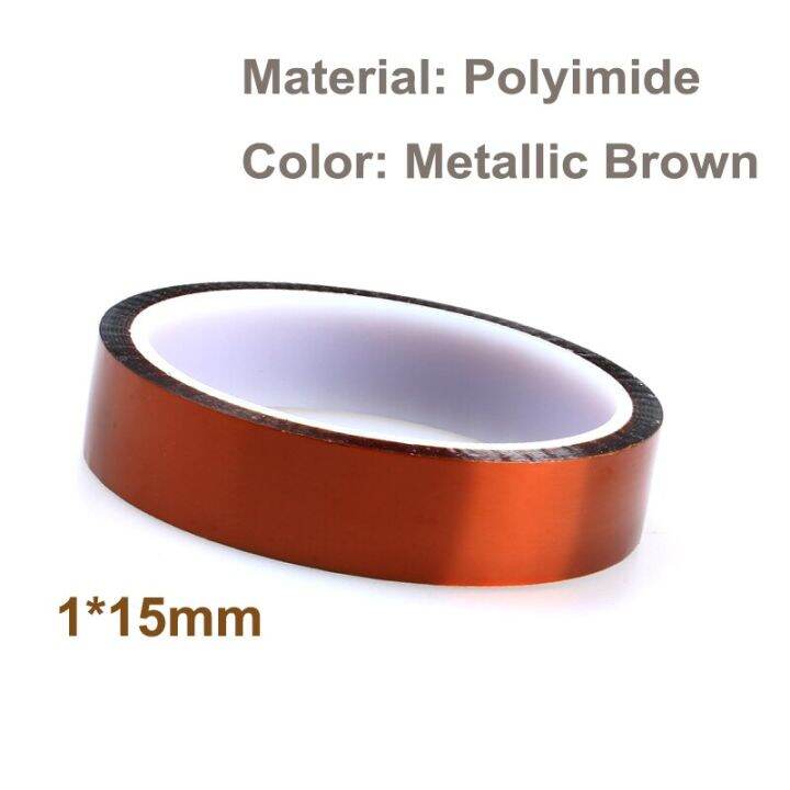 1*15mm x 30M Brown High Temperature Resistant Kapton Tape Polyimide For