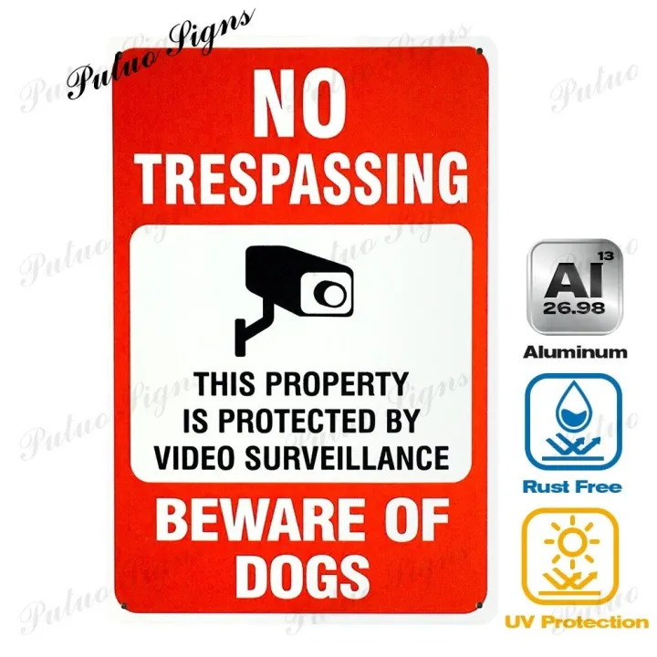 NO TRESPASSING BEWARE OF DOG Signs Indoors Or Outdoors Warning Sign ...