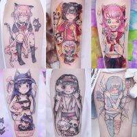 CW 2022 NewAnime LoliColoredStickers9/pcs AnimeTemporaryfor Woman Man ArmFake Tattoo