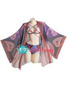 Womens Arataki Itto Derivative Two-Piece Criss Cross Bathing Suit V-Neck Swimwear Cosplay Costume