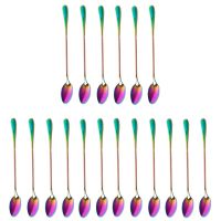 Coffee Teaspoons, Set of 18 Rainbow Color Coffee Spoon Long-Handle Ice Cream Desert Cocktail Stir Spoons Mixing Spoon