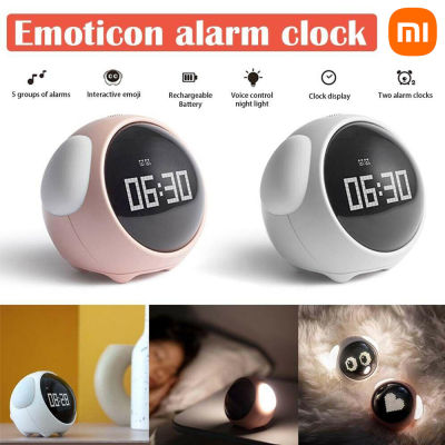 *Xiaomi Youpin Cute Expression Alarm Clock Multi Function Digital LED Voice Controlled Light Bedside Clock for Home Office pdo