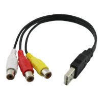 1pc USB Male Plug To 3 RCA Female Adapter Audio Converter Video AV A/V Cable USB to RCA Cable for HDTV TV Television Wire Cord Cables