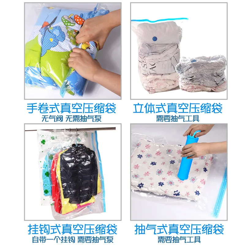 home Convenient Vacuum Bag Storage Organizer Transparent Clothes Organizer  Seal Compressed travel Saving Space Bags Package