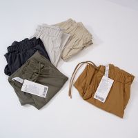 【YF】 Ambika With Logo Drawstring Casual Yoga Gym LuWomens Loose Jogging Cropped Pants with Pockets