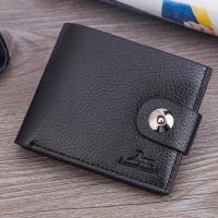 Mens Buckle Short Wallet With Inner Zipper Large Capacity Multifunctional Drivers License Card Holder Korean Version Ultra-Thin Wallet For Students 【OCT】