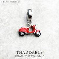 Mini Red Motorcycle Scooter Car Moto Charm Pendant Accessories Retro Women Men 925 Sterling Silver Gift