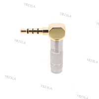 3.5mm Jack 4 Poles Audio Plug 90 Degree Right Angle Earphone Splice Adapter HiFi Headphone Terminal Solder Gold Plated Connector YB23TH