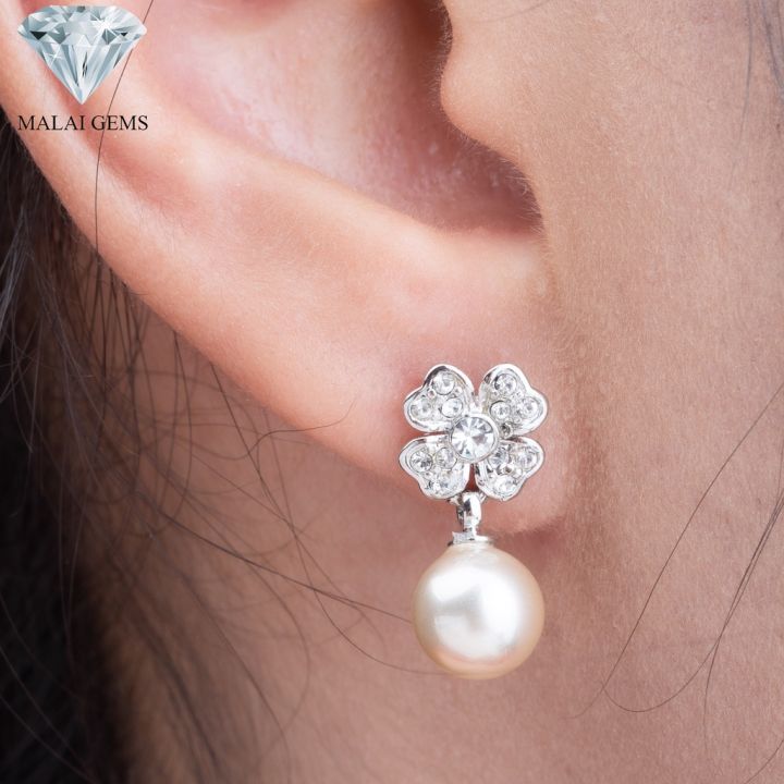 malai-gems-ต่างหูเพชร-เงินแท้-silver-925-เพชรสวิส-cz-เคลือบทองคำขาว-รุ่น11005596-แถมกล่อง-ต่างหูcz-ต่างหูเงินแท้