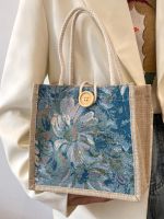 ﹊❀ tote bag linen for women to carry lunch box and when going out 2023 Internet celebrity work