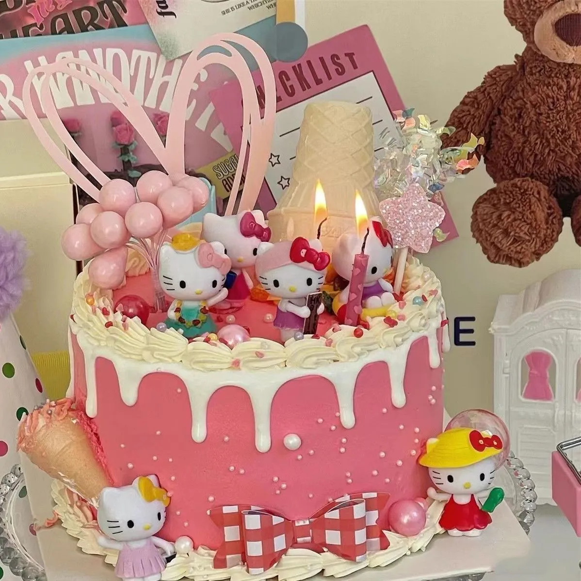 Hello Kitty 6in1 Cake Topper cupcake dessert Figurine Toy Decoration |  Lazada