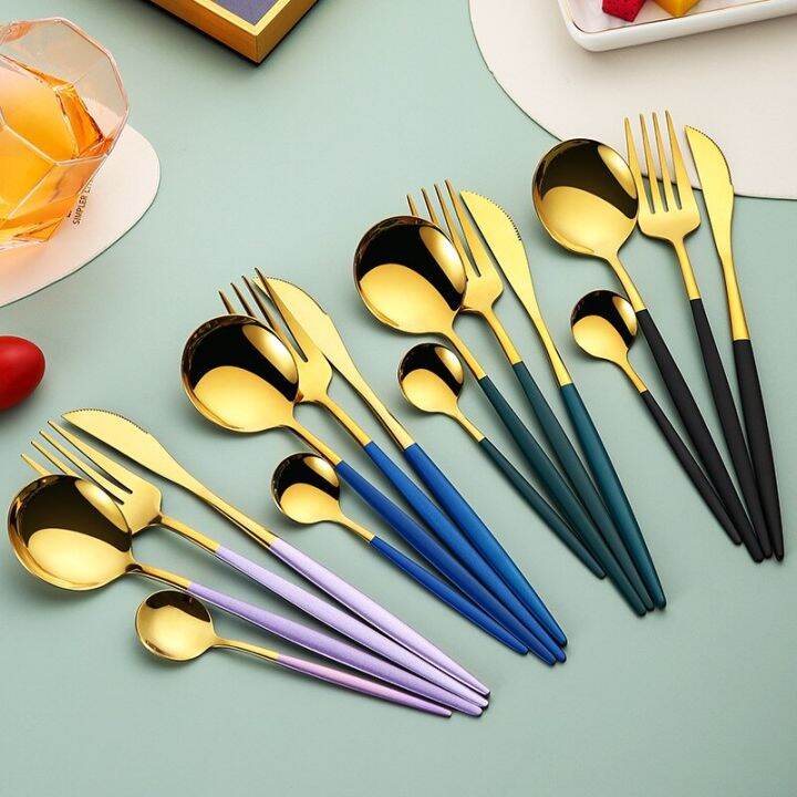 stainless-steel-cutlery-coffee-spoon-spoon-set-spoon-and-fork-set-stainless-travel-cutlery-set-dinnerware-set-western-solid-flatware-sets