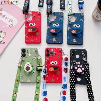 【CC】 Cartoon Lanyard Holder iPhone 14 12 13 8 7 6S 10 X Xr Xs 5 2020 Crossbody Cover