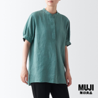 มูจิ เสื้อทูนิกผ้าป่านฟอกแขนสั้น ผู้หญิง - MUJI Hemp Washed Short Sleeve Tunic