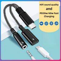 2In1 Type-C Naar 3.5mm Headphone Converter PD30w/60w Headphones Splitter Fast Charging Audio Adapter For Xiaomi Huawei Samsung