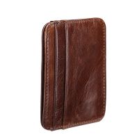 Vintage Cowhide Genuine Leather Credit Card Case Mini ID Card Holder Small Purse For Coin Purses Wallet Cardholder Card Holders