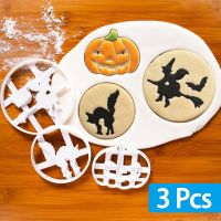 ELEGANT 3Pcs Witch Pumpkin Cookie Cutters Halloween Biscuit Embossing Mould Sugarcraft Dessert Baking Mold Cake Kitchen Accessories Tool