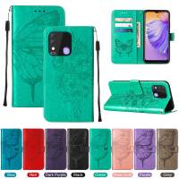 Tecno Spark 8 Case, WindCase Butterfly PU Leather Flip Wallet Card Slots with Hand Strap, Stand Cover for Tecno Spark 8