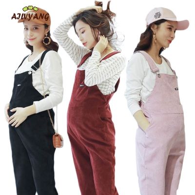 Pregnant Women Jumpsuit Maternity Corduroy Casual Pants Spring And Autumn Overalls Roupa Gestante Trousers
