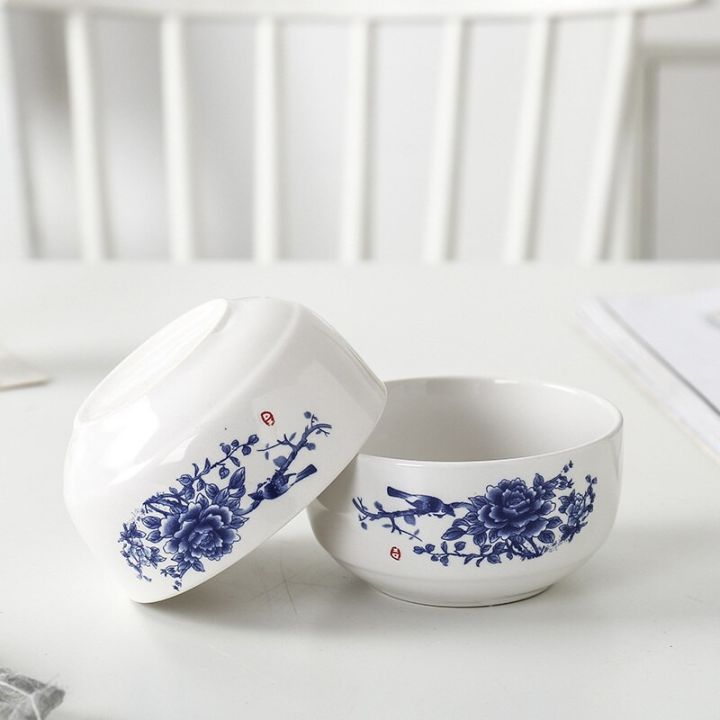 ชามเซรามิก-set-sendok-สีฟ้าและสีขาวชุดชามข้าวพอร์ซเลนของขวัญชามของขวัญบนโต๊ะอาหารอุปกรณ์เครื่องครัวชุดจานชามช้อนส้อมลายจีน