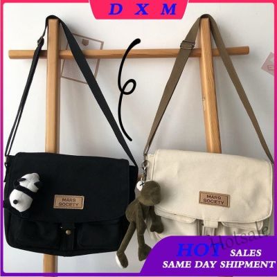 【hot sale】✶♠ C16 Japanese Harajuku style tooling messenger bag female Korean ins retro student canvas bag literary college style messenger bag